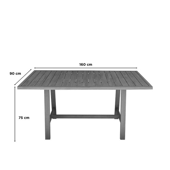 Τραπεζαρία Malibu  μασίφ ξύλο ακακίας 160x90x75εκ Σετ 5τεμ