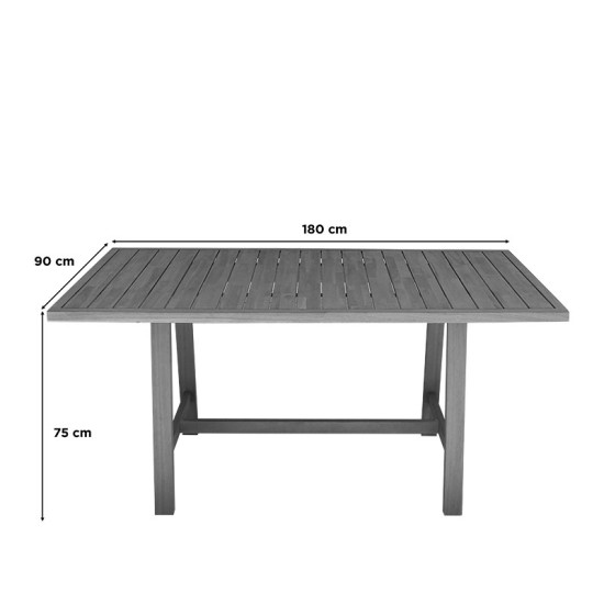 Τραπεζαρία Malibu  μασίφ ξύλο ακακίας 180x90x75εκ Σετ 7τεμ