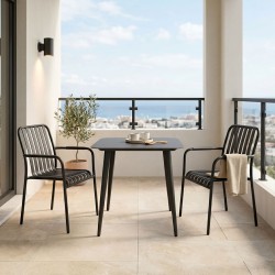 Τραπεζαρία Heven Vista  σετ 3τεμ μαύρο αλουμίνιο 80x80x72εκ