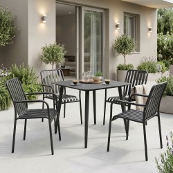 Τραπεζαρία Heven Vista  σετ 5τεμ μαύρο αλουμίνιο 80x80x72εκ