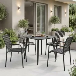 Τραπεζαρία Heven Vista  σετ 5τεμ μαύρο αλουμίνιο 80x80x72εκ
