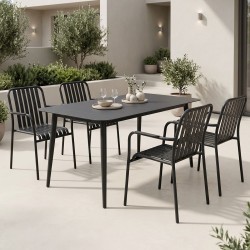 Τραπεζαρία Heven Vista  σετ 5τεμ μαύρο αλουμίνιο 120x70x72εκ