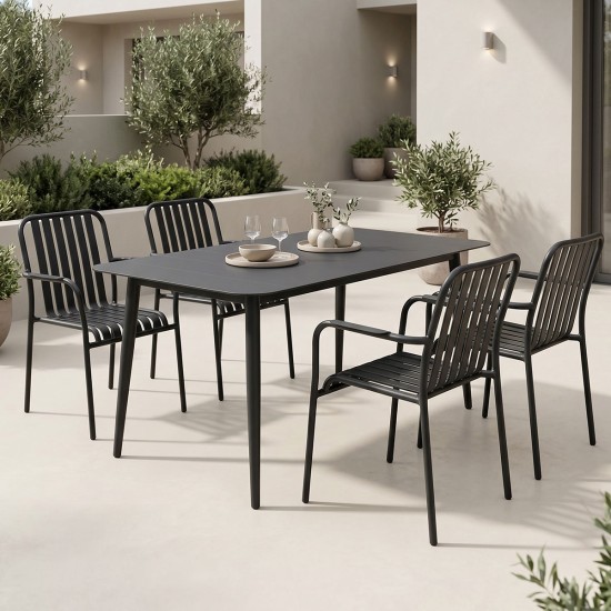 Τραπεζαρία Heven Vista  σετ 5τεμ μαύρο αλουμίνιο 120x70x72εκ