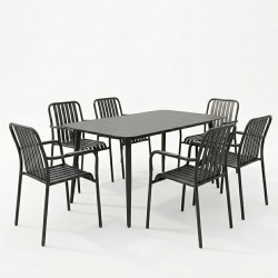 Τραπεζαρία Heven Vista  σετ 7τεμ μαύρο αλουμίνιο 120x70x72εκ