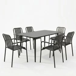 Τραπεζαρία Heven Vista  σετ 7τεμ μαύρο αλουμίνιο 120x70x72εκ