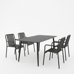 Τραπεζαρία Heven Vista  σετ 5τεμ μαύρο αλουμίνιο 150x80x72εκ