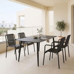 Τραπεζαρία Heven Vista  σετ 5τεμ μαύρο αλουμίνιο 150x80x72εκ