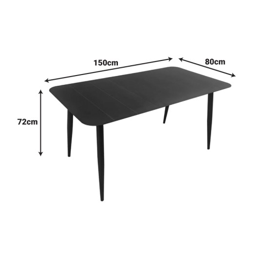 Τραπεζαρία Heven Vista  σετ 5τεμ μαύρο αλουμίνιο 150x80x72εκ