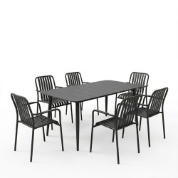 Τραπεζαρία Heven Vista  σετ 7τεμ μαύρο αλουμίνιο 150x80x72εκ