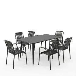 Τραπεζαρία Heven Vista  σετ 7τεμ μαύρο αλουμίνιο 150x80x72εκ