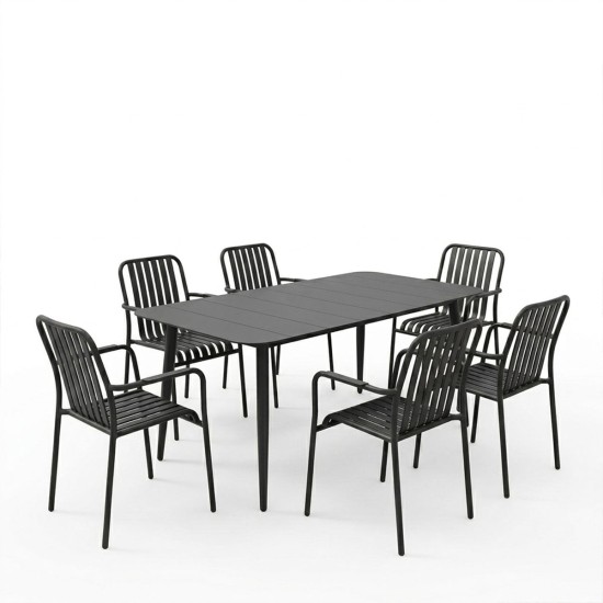 Τραπεζαρία Heven Vista  σετ 7τεμ μαύρο αλουμίνιο 150x80x72εκ