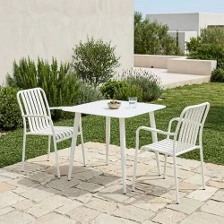 Τραπεζαρία Heven Vista  σετ 3τεμ λευκό αλουμίνιο 80x80x72εκ