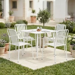 Τραπεζαρία Heven Vista  σετ 5τεμ λευκό αλουμίνιο 80x80x72εκ