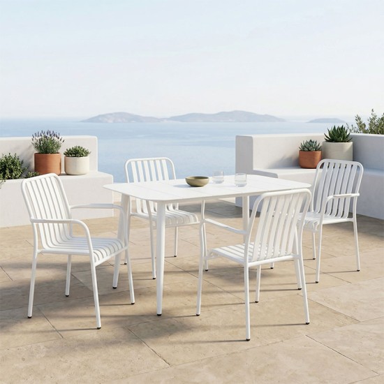 Τραπεζαρία Heven Vista  σετ 5τεμ λευκό αλουμίνιο 120x70x72εκ