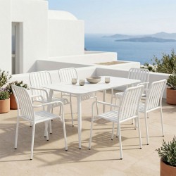 Τραπεζαρία Heven Vista  σετ 7τεμ λευκό αλουμίνιο 120x70x72εκ