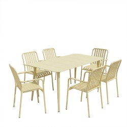 Τραπεζαρία Heven Vista  σετ 7τεμ σαμπανί αλουμίνιο 120x70x72εκ