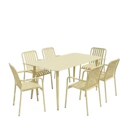 Τραπεζαρία Heven Vista  σετ 7τεμ σαμπανί αλουμίνιο 120x70x72εκ