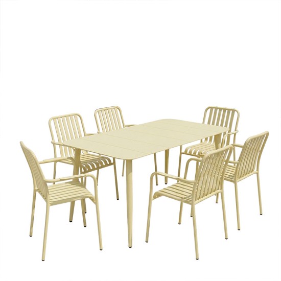 Τραπεζαρία Heven Vista  σετ 7τεμ σαμπανί αλουμίνιο 120x70x72εκ