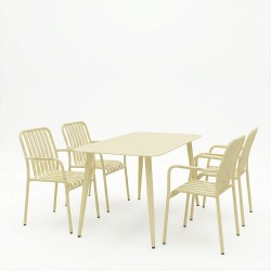 Τραπεζαρία Heven Vista  σετ 5τεμ σαμπανί αλουμίνιο 120x70x72εκ