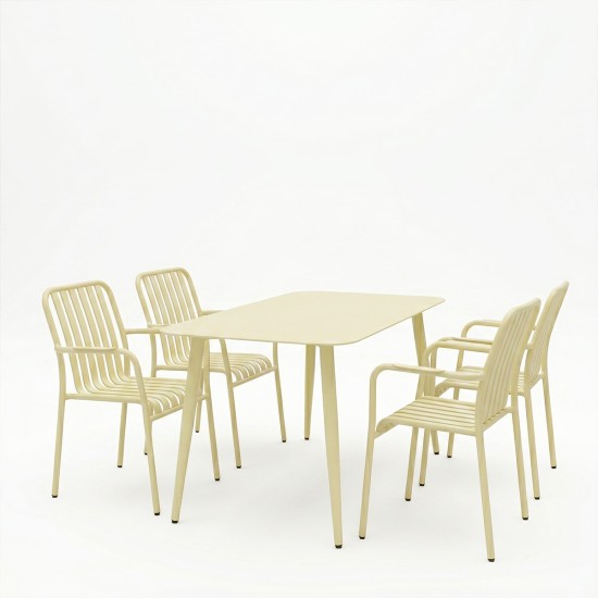 Τραπεζαρία Heven Vista  σετ 5τεμ σαμπανί αλουμίνιο 120x70x72εκ