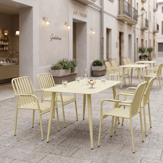 Τραπεζαρία Heven Vista  σετ 5τεμ σαμπανί αλουμίνιο 120x70x72εκ