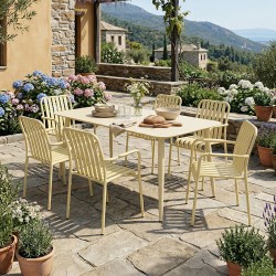 Τραπεζαρία Heven Vista  σετ 7τεμ σαμπανί αλουμίνιο 150x80x72εκ