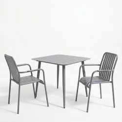 Τραπεζαρία Heven Vista  σετ 3τεμ ανθρακί αλουμίνιο 80x80x72εκ