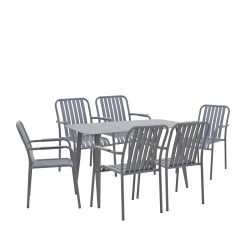 Τραπεζαρία Heven Vista  σετ 7τεμ ανθρακί αλουμίνιο 120x70x72εκ
