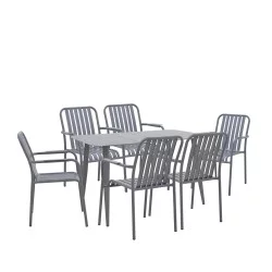 Τραπεζαρία Heven Vista  σετ 7τεμ ανθρακί αλουμίνιο 120x70x72εκ