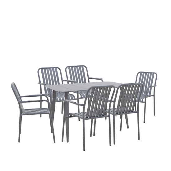 Τραπεζαρία Heven Vista  σετ 7τεμ ανθρακί αλουμίνιο 120x70x72εκ