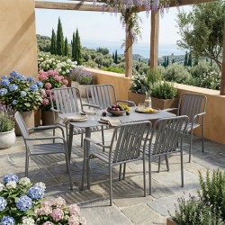 Τραπεζαρία Heven Vista  σετ 7τεμ ανθρακί αλουμίνιο 120x70x72εκ