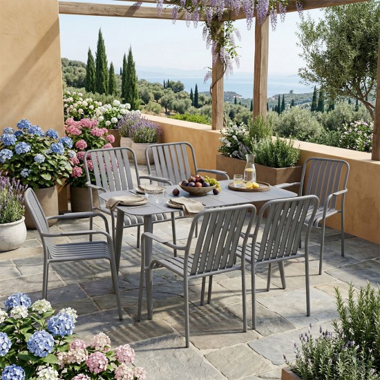 Τραπεζαρία Heven Vista  σετ 7τεμ ανθρακί αλουμίνιο 120x70x72εκ