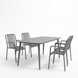 Τραπεζαρία Heven Vista  σετ 5τεμ ανθρακί αλουμίνιο 150x80x72εκ