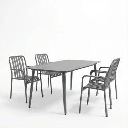 Τραπεζαρία Heven Vista  σετ 5τεμ ανθρακί αλουμίνιο 150x80x72εκ