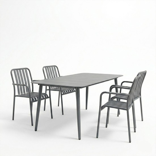 Τραπεζαρία Heven Vista  σετ 5τεμ ανθρακί αλουμίνιο 150x80x72εκ
