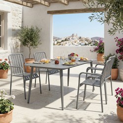 Τραπεζαρία Heven Vista  σετ 5τεμ ανθρακί αλουμίνιο 150x80x72εκ