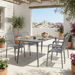 Τραπεζαρία Heven Vista  σετ 5τεμ ανθρακί αλουμίνιο 150x80x72εκ