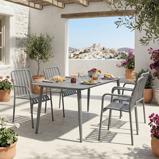 Τραπεζαρία Heven Vista  σετ 5τεμ ανθρακί αλουμίνιο 150x80x72εκ