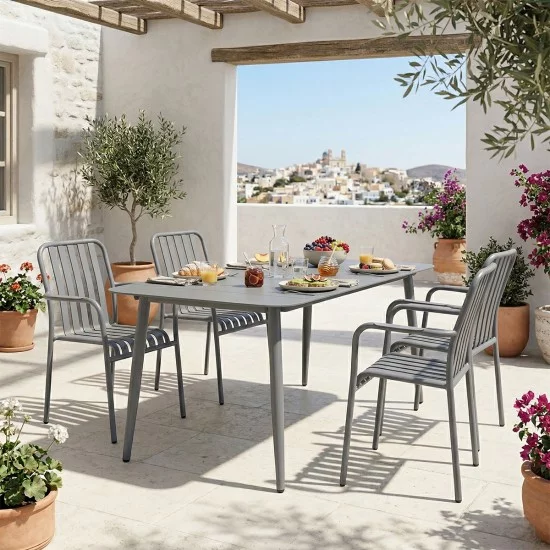 Τραπεζαρία Heven Vista  σετ 5τεμ ανθρακί αλουμίνιο 150x80x72εκ