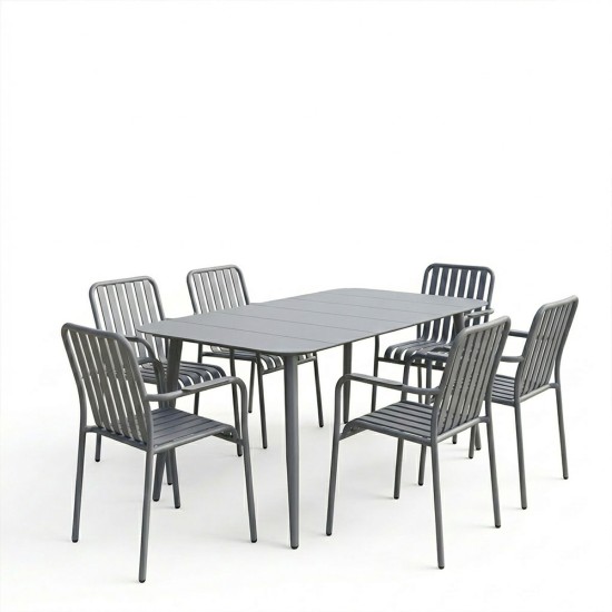 Τραπεζαρία Heven Vista  σετ 7τεμ ανθρακί αλουμίνιο 150x80x72εκ