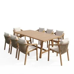 Τραπεζαρία Malibu  Σετ 9τεμ μασίφ ξύλο ακακίας 180x90x75εκ