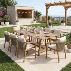 Τραπεζαρία Malibu  Σετ 9τεμ μασίφ ξύλο ακακίας 180x90x75εκ