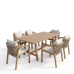 Τραπεζαρία Malibu  Σετ 7τεμ μασίφ ξύλο ακακίας 160x90x75εκ