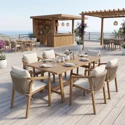 Τραπεζαρία Malibu  Σετ 7τεμ μασίφ ξύλο ακακίας 160x90x75εκ