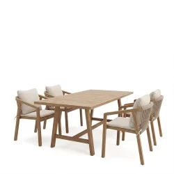 Τραπεζαρία Malibu  Σετ 5τεμ μασίφ ξύλο ακακίας 160x90x75εκ