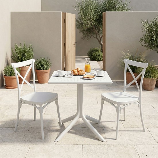 Τραπεζαρία Groovy Crossie  σετ 3τεμ λευκό PP 60x60x76εκ