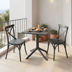 Τραπεζαρία Groovy Crossie  σετ 3τεμ ανθρακί PP 60x60x76εκ