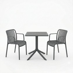 Τραπεζαρία Groovy Zoi  σετ 3τεμ ανθρακί PP 60x60x76εκ