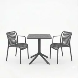 Τραπεζαρία Groovy Zoi  σετ 3τεμ ανθρακί PP 60x60x76εκ