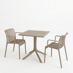 Τραπεζαρία Groovy Zoi  σετ 3τεμ cappuccino PP 60x60x76εκ